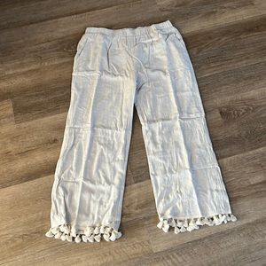 Linen tassel pants